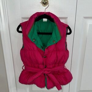 Girls  Reversible Polo by Ralph Lauren Pink and Green Kids Vest Size Small (5-6)